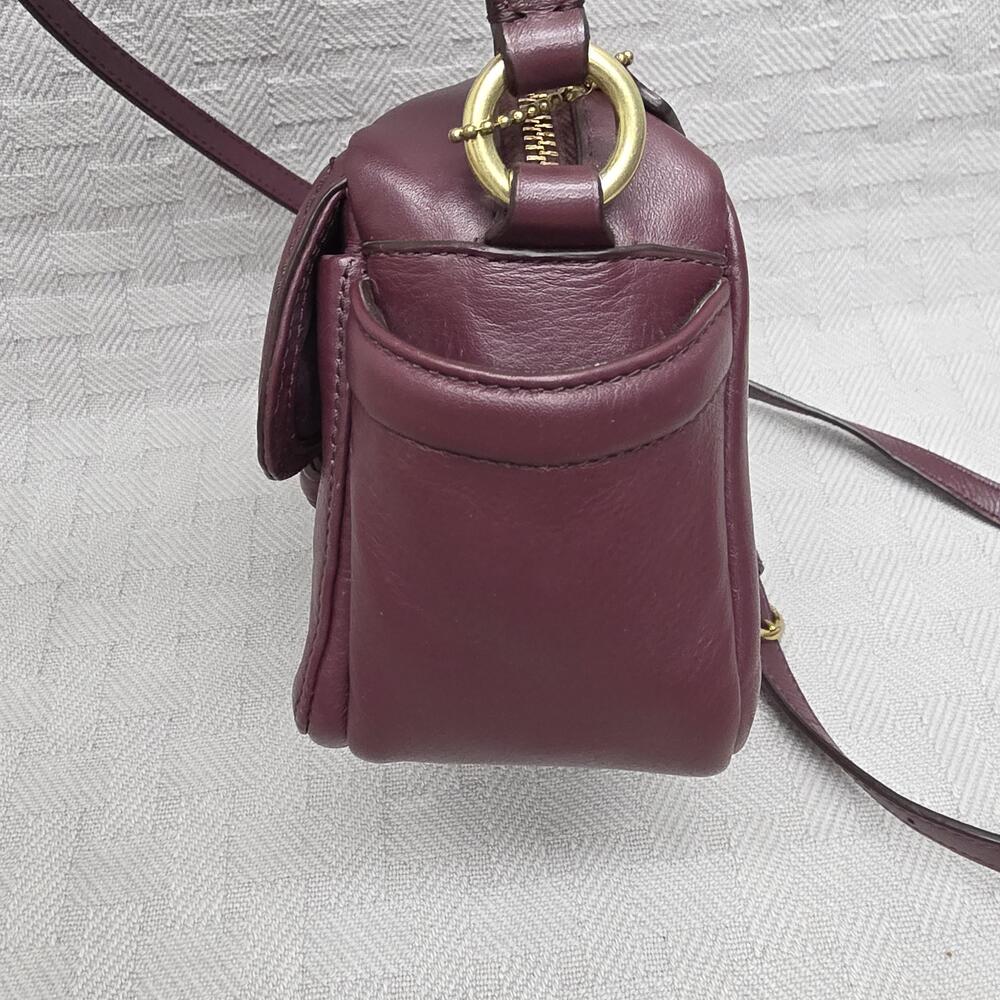 Coach Campbell Leather Camera Crossbody Bag Womens Small Burgundy Leather - Picture 14 of 16